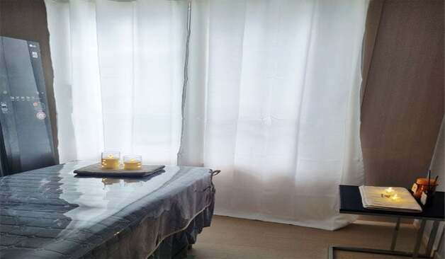 대구 수성 1인샵 제니 하얀 커튼이 처져 있는 관리실 실제 샵사진